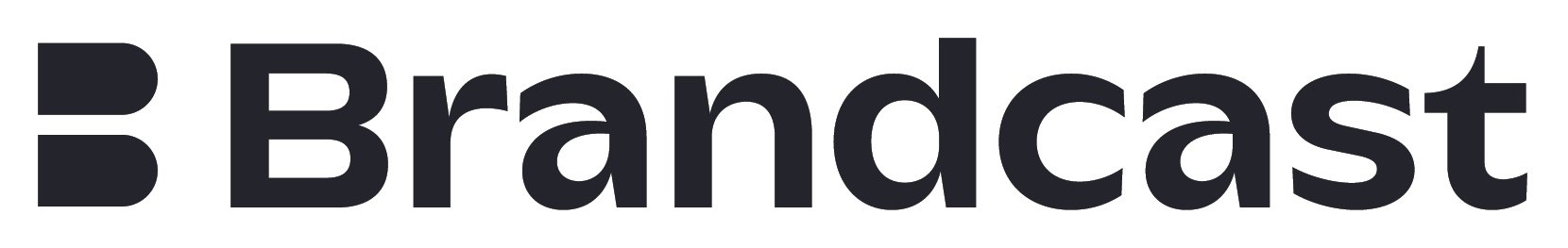 The image shows the logo of Brandcast, a digital platform. The logo consists of a stylized letter 'B' in black followed by the word 'Brandcast' in black text.