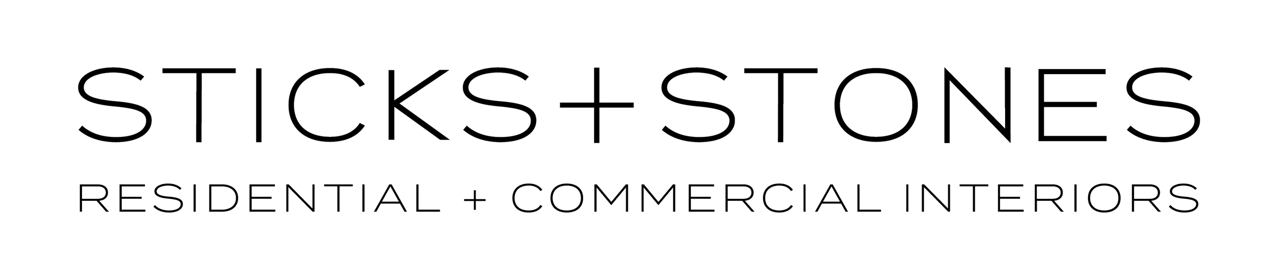 Logo for Sticks + Stones, a company specializing in residential and commercial interior design.