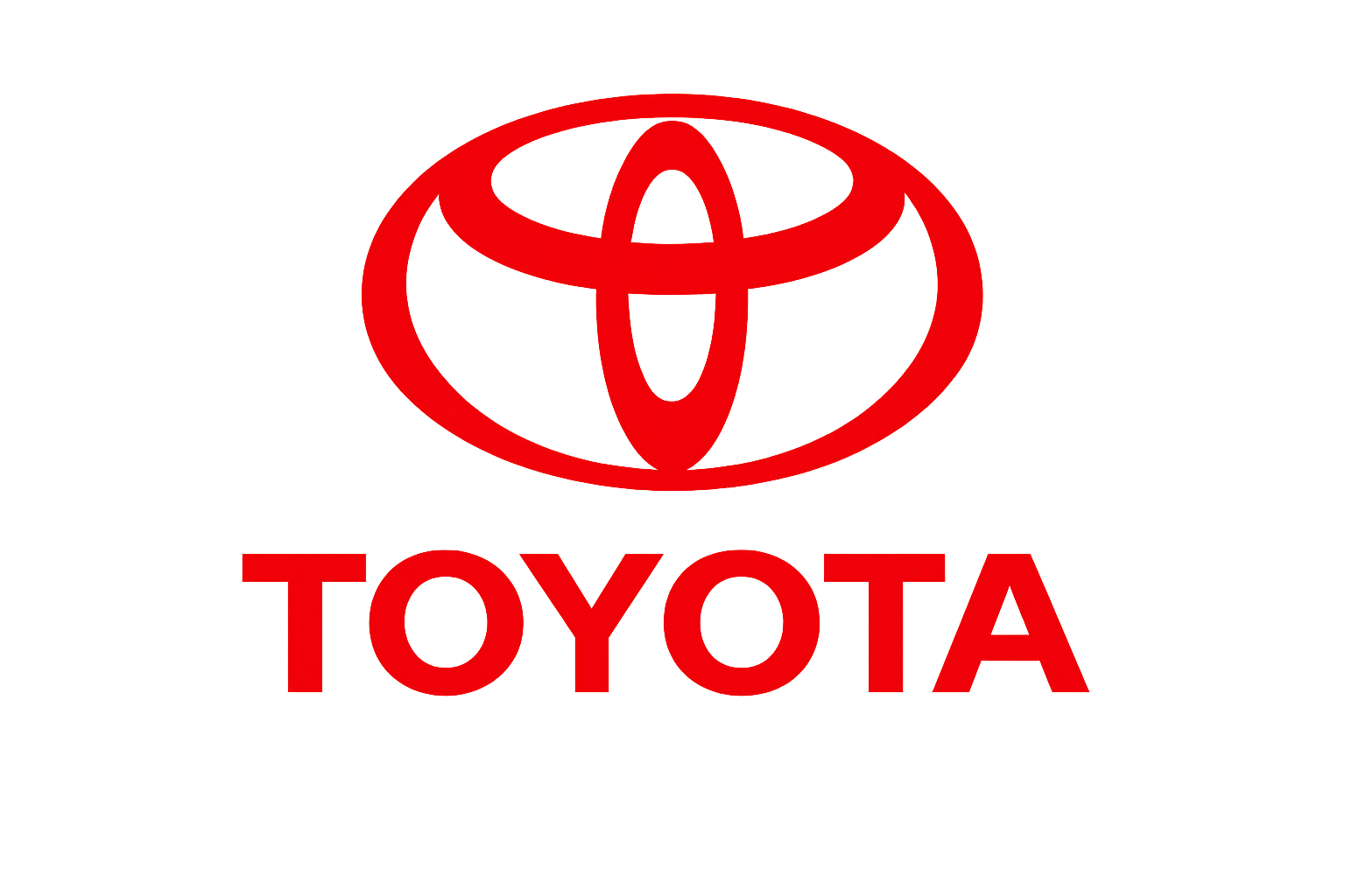 Red Toyota logo with the word "TOYOTA" underneath on a blurred background.