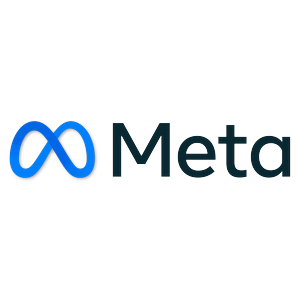 Meta logo with a stylized blue infinity symbol and the word 'Meta' in black next to it.
