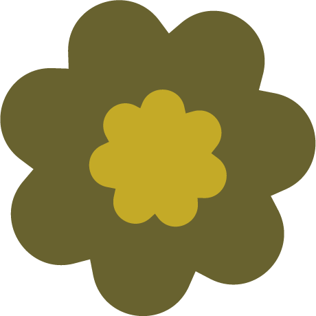 A cartoon-style flower with a yellow center and greenish outer petals.