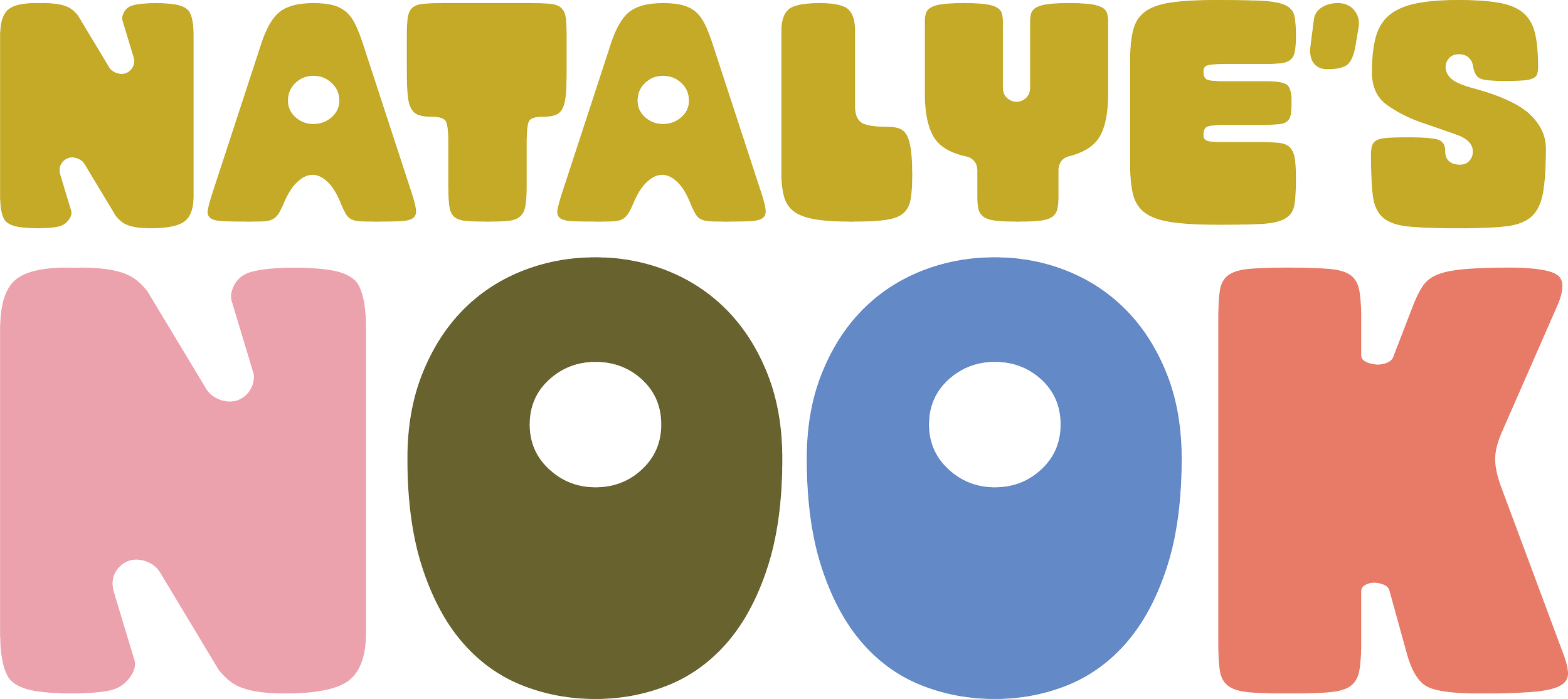 Colorful text spelling out "Kajabi's New Look" with each letter in a different pastel or bold color and a slight shadow effect.