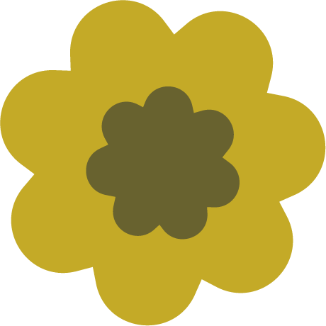 A stylized yellow and brown flower illustration with layered petals.
