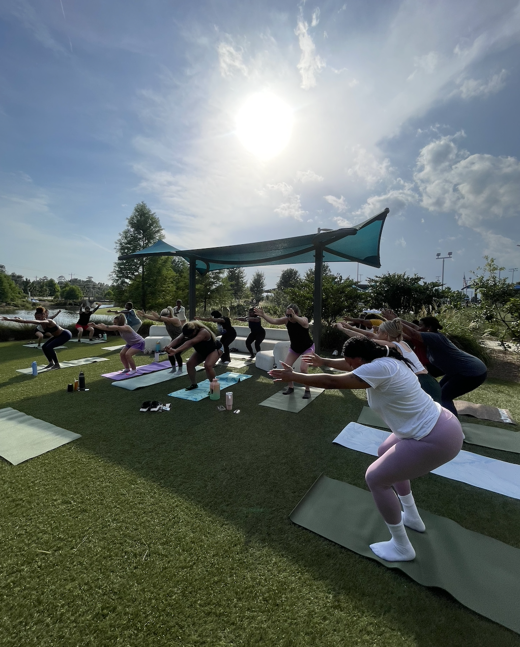 Outdoor Pilates on the Rec Lawn at Navy Federal