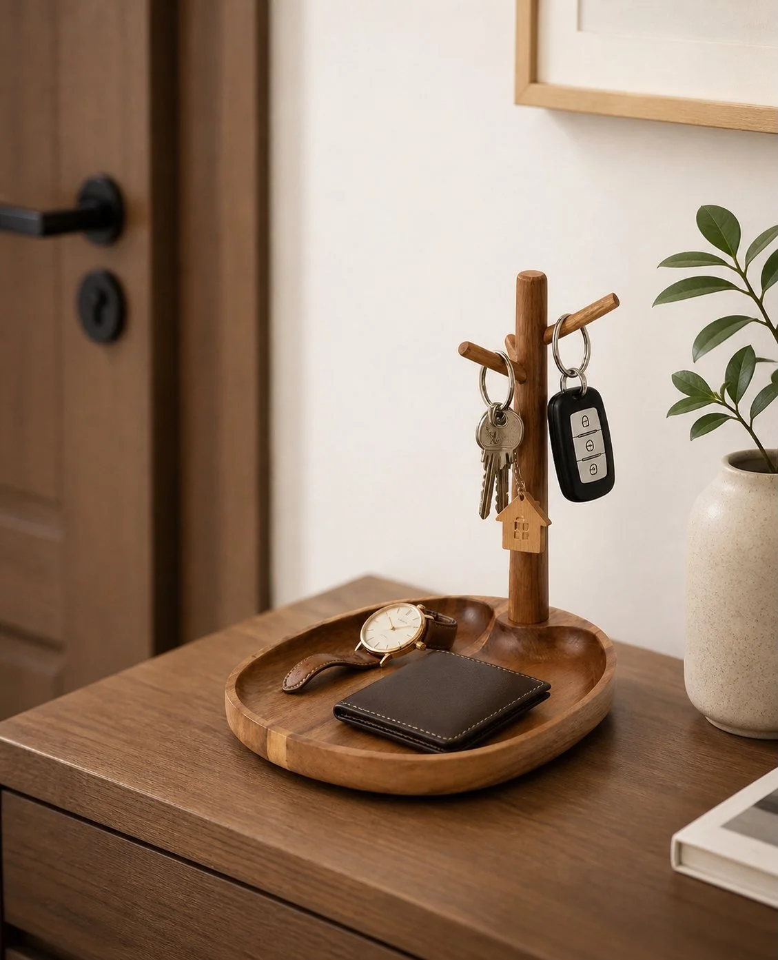 Elegant Wooden Holder and Tray