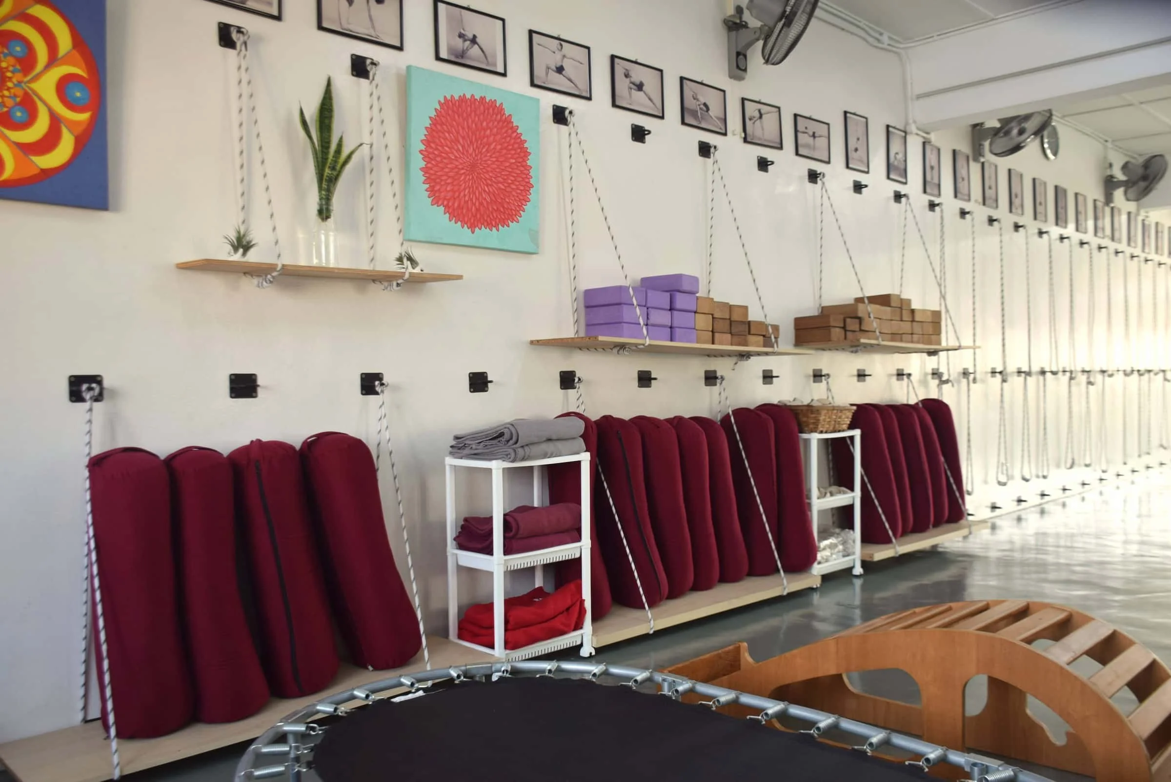 Simple Life Yoga Kepong studio with blankets and yoga bolsters