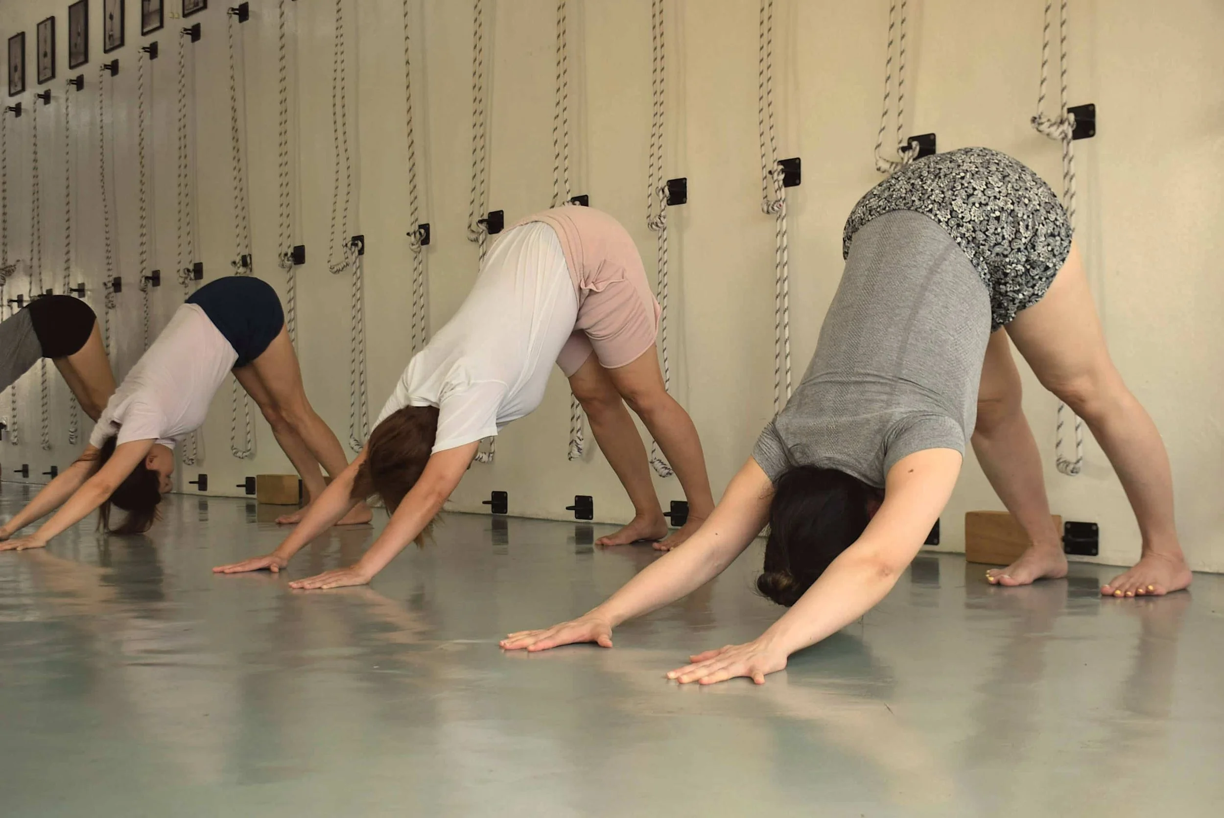 Iyengar yoga students practising yoga poses in a Kepong yoga studio