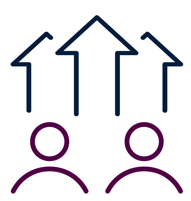 Illustration of two people with upward arrows above their heads, indicating growth or progress.