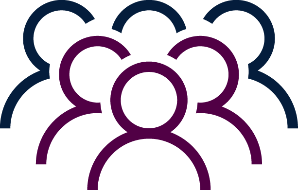 Line drawing of multiple people standing close together, representing a crowd or group.