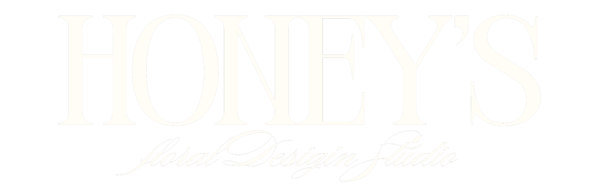 HONEY'S Floral Design Studio logo in white text on a black background.