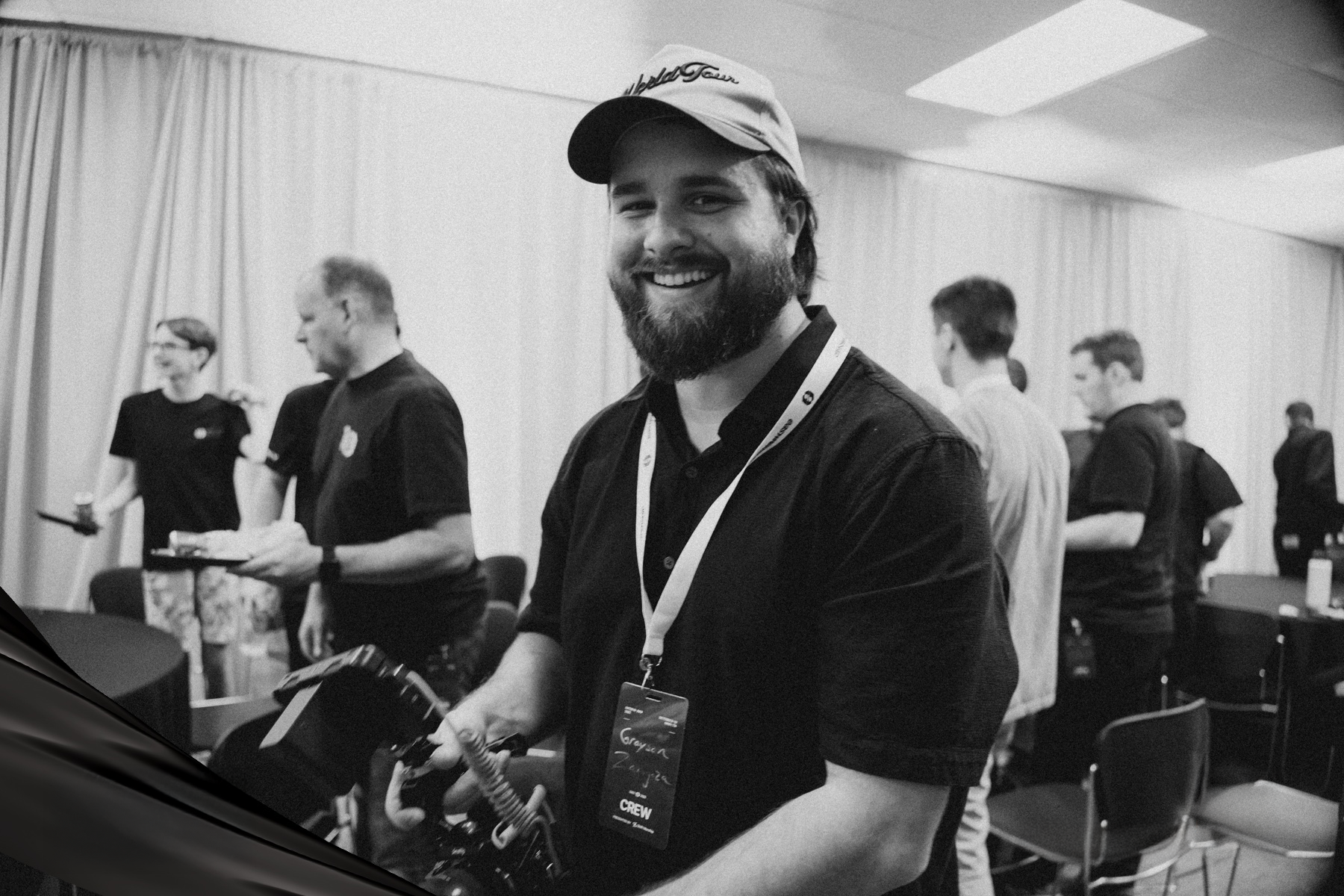 Grayson Zaragoza of North Sky Productions operating camera equipment during live event production