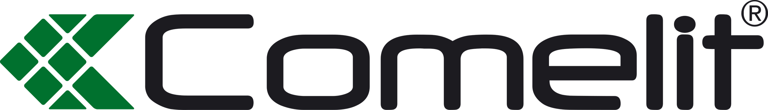 Close-up of the Contel logo with green and black design.