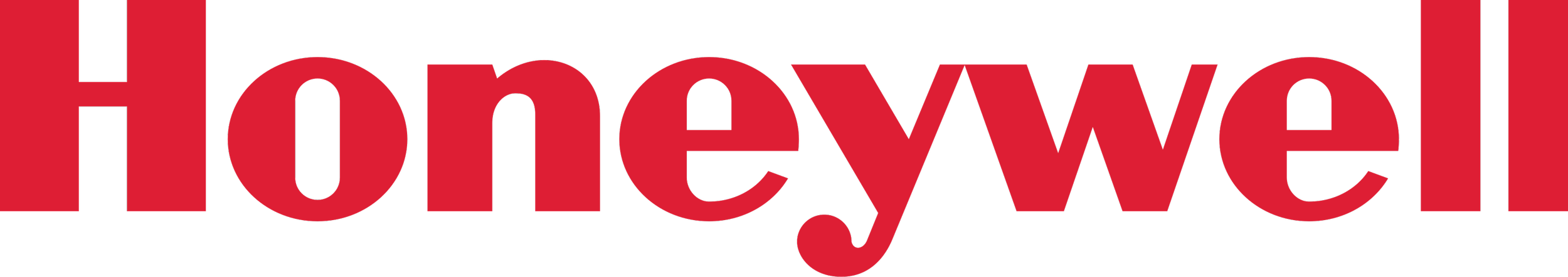 Close-up of the word 'honeywell' in red text on a black background.