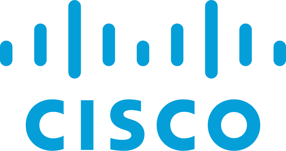 Cisco logo with blue vertical lines above the company name.