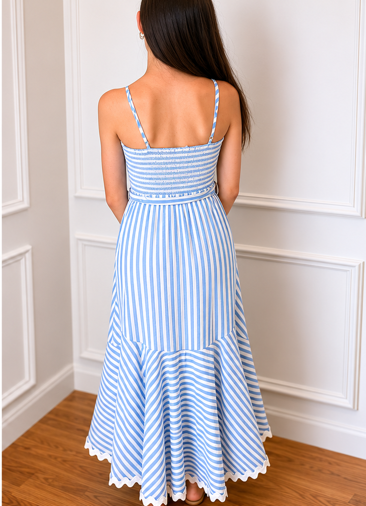 Coastal Breeze Striped Maxi Dress