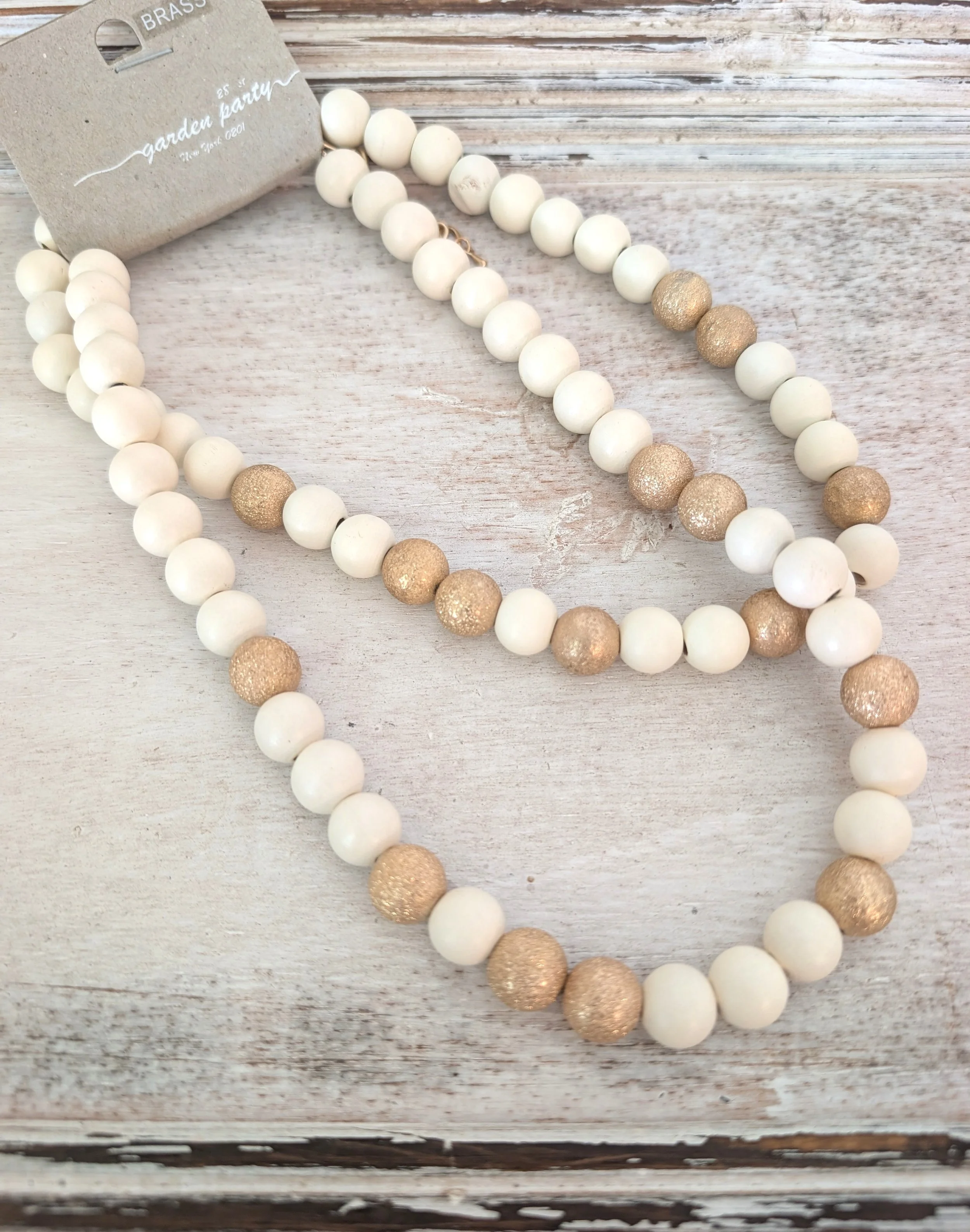 Double Strand Beaded Necklace (Cream & Black)