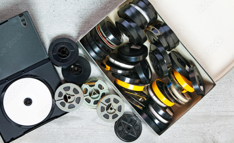 Box of film reels