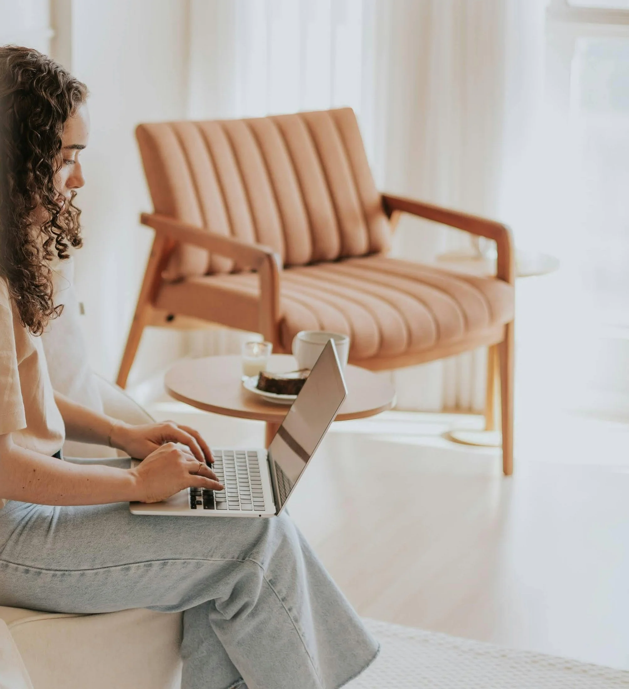 Small business owner working on their website from home