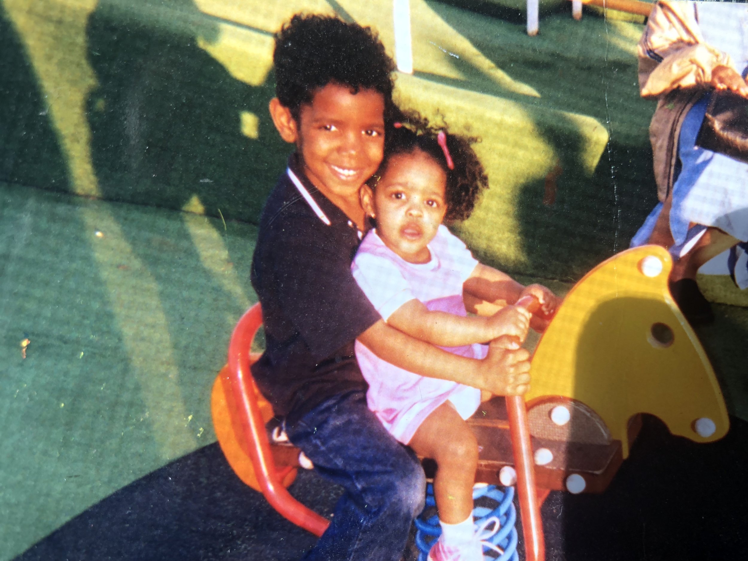 Corey and little sister at park