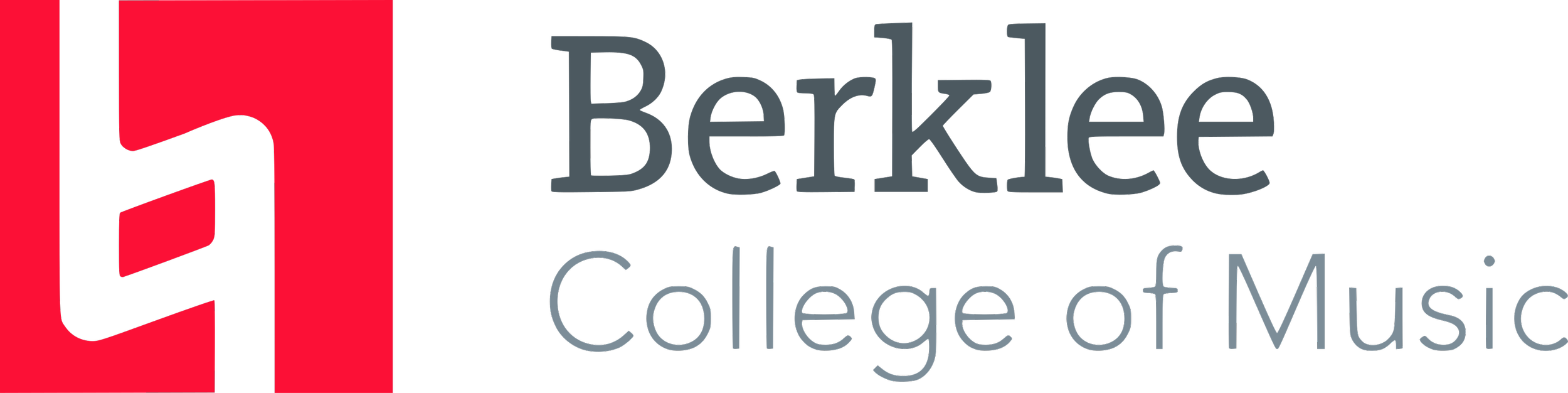 Berklee College of Music logo featuring a stylized red and black musical note.