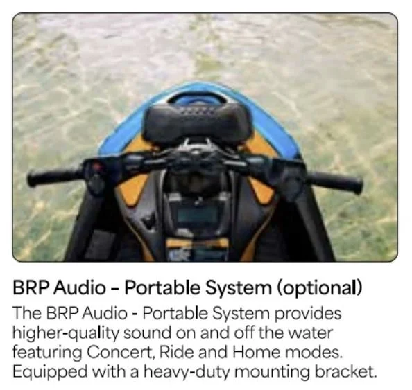 A personal watercraft or jet ski with handlebars and a screen, viewed from above.