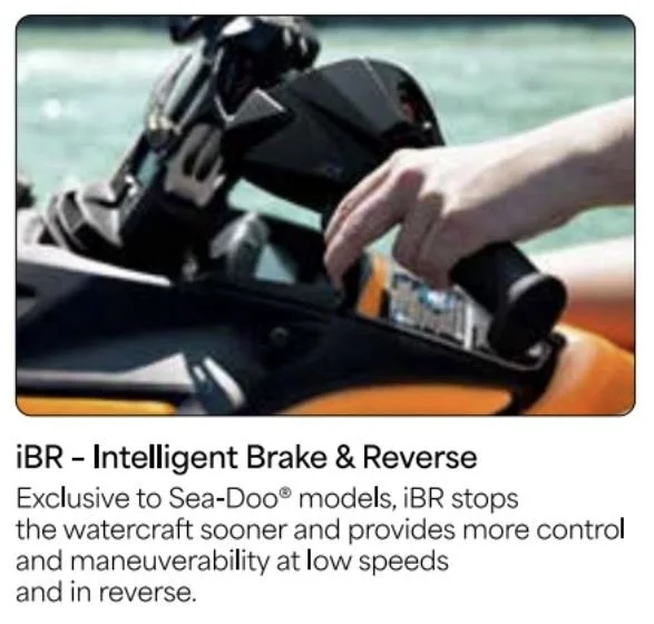 A person adjusting an iBR - Intelligent Brake & Reverse system on a jet ski or watercraft.