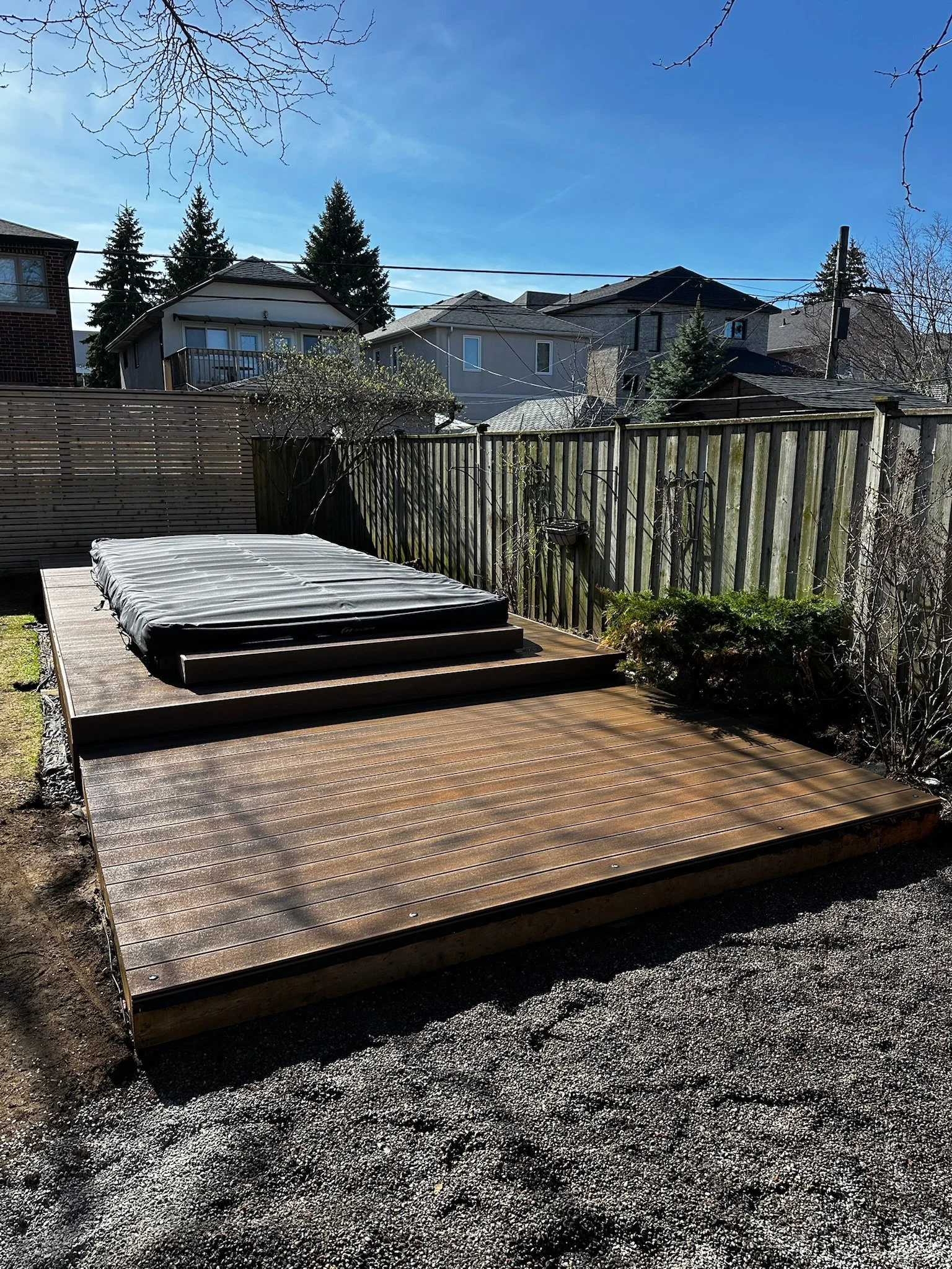 Swim spa built into integrated deck