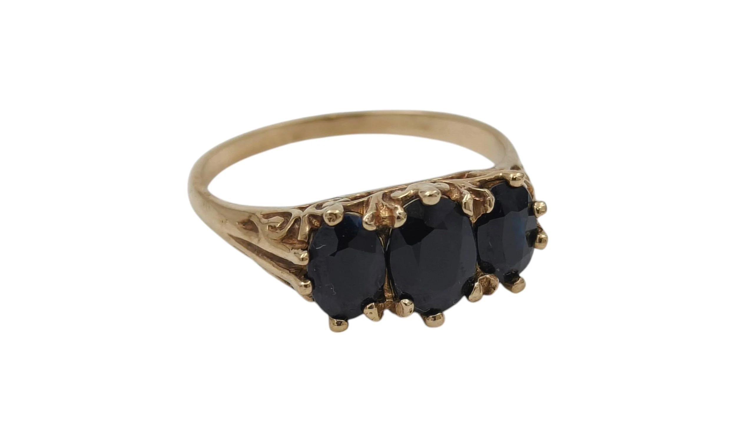 9ct Gold Sapphire Ring - Size O 1/2