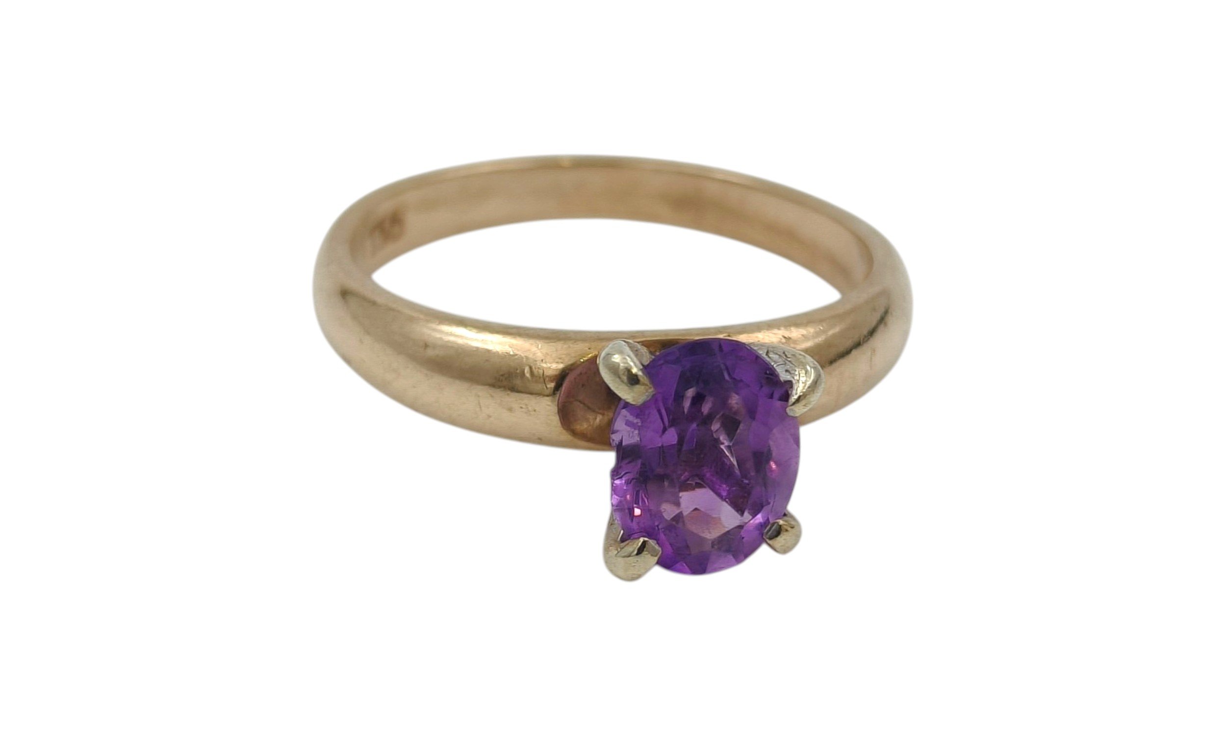 9ct Gold Amethyst Ring - Size P