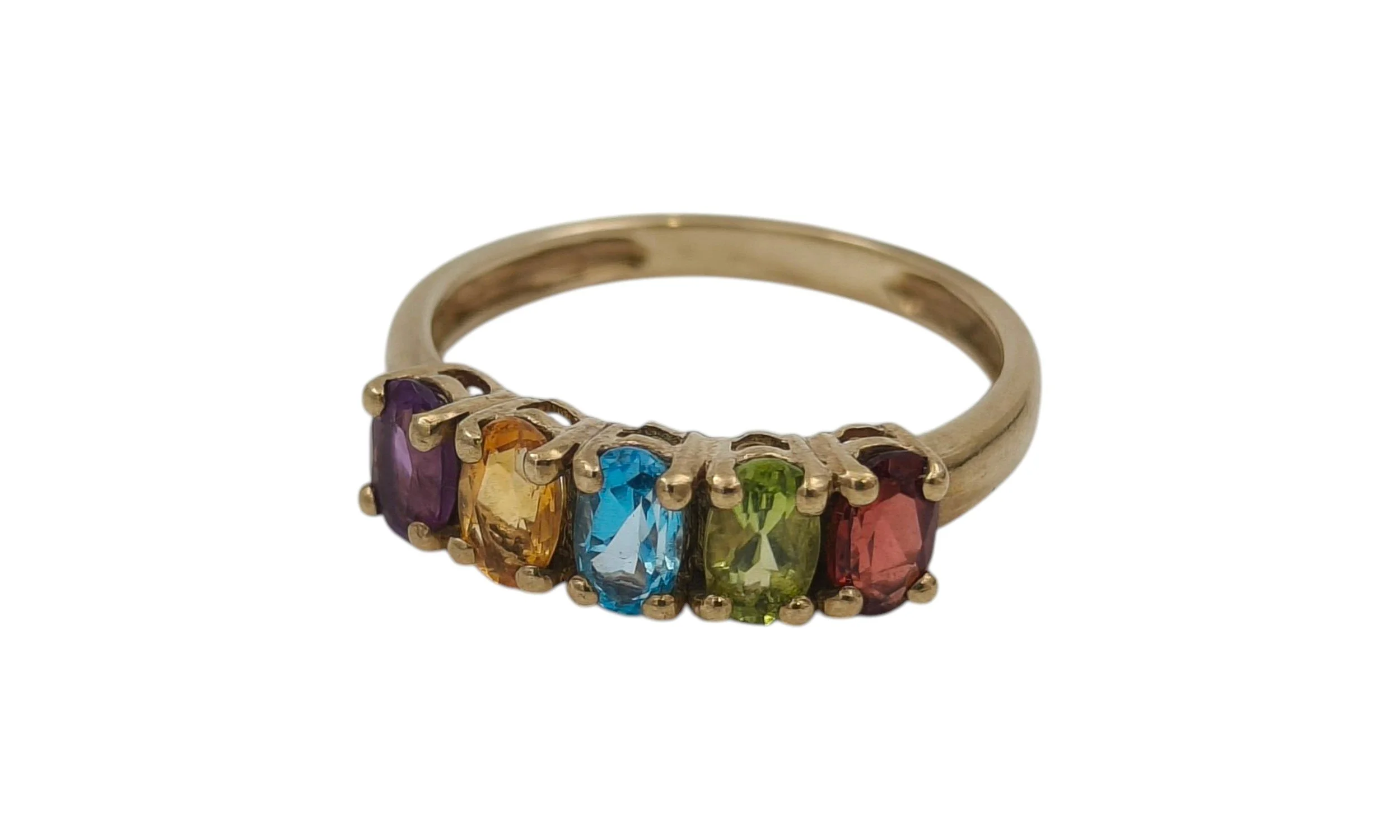 9ct Gold Rainbow Ring - Size L