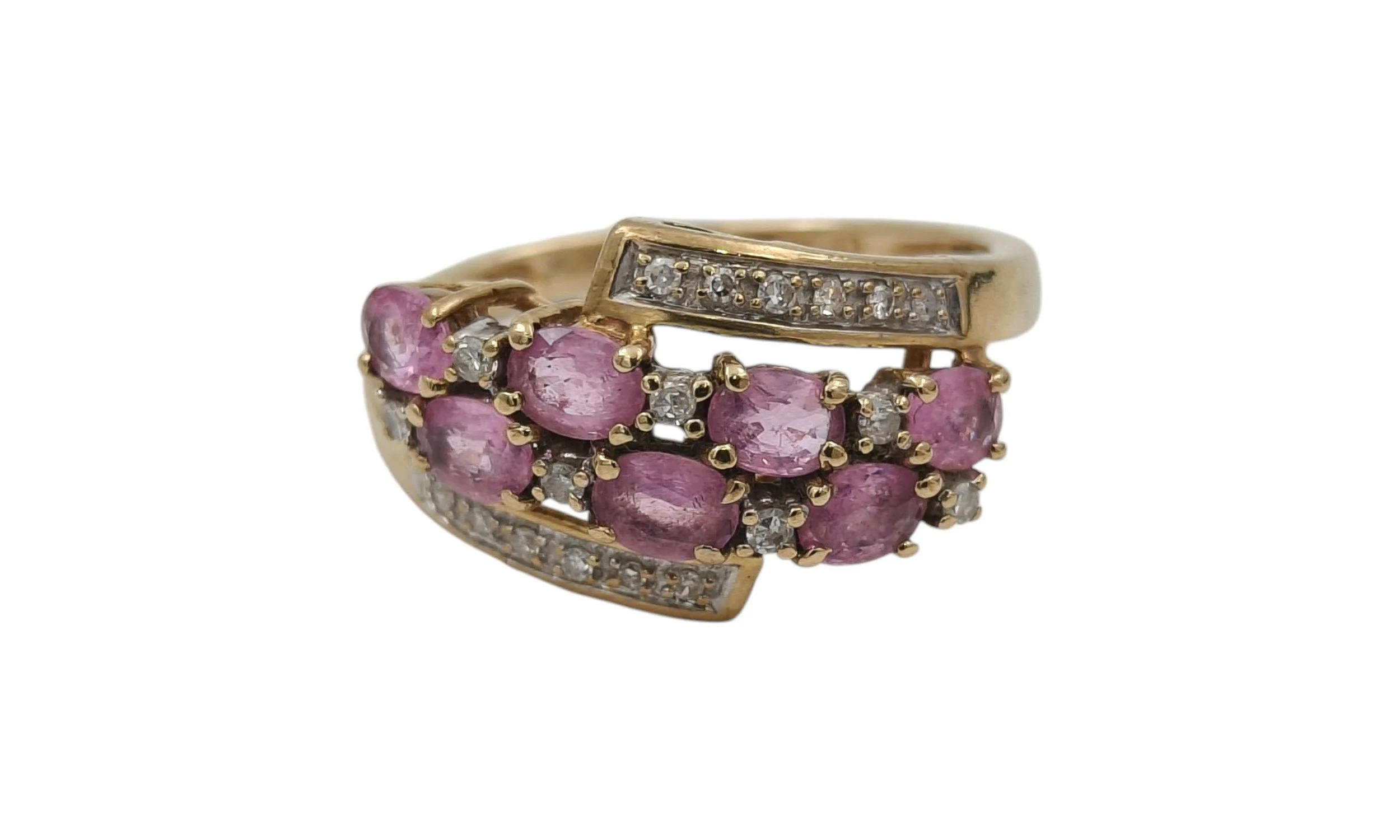 9ct Gold Amethyst and Diamond Ring - Size N