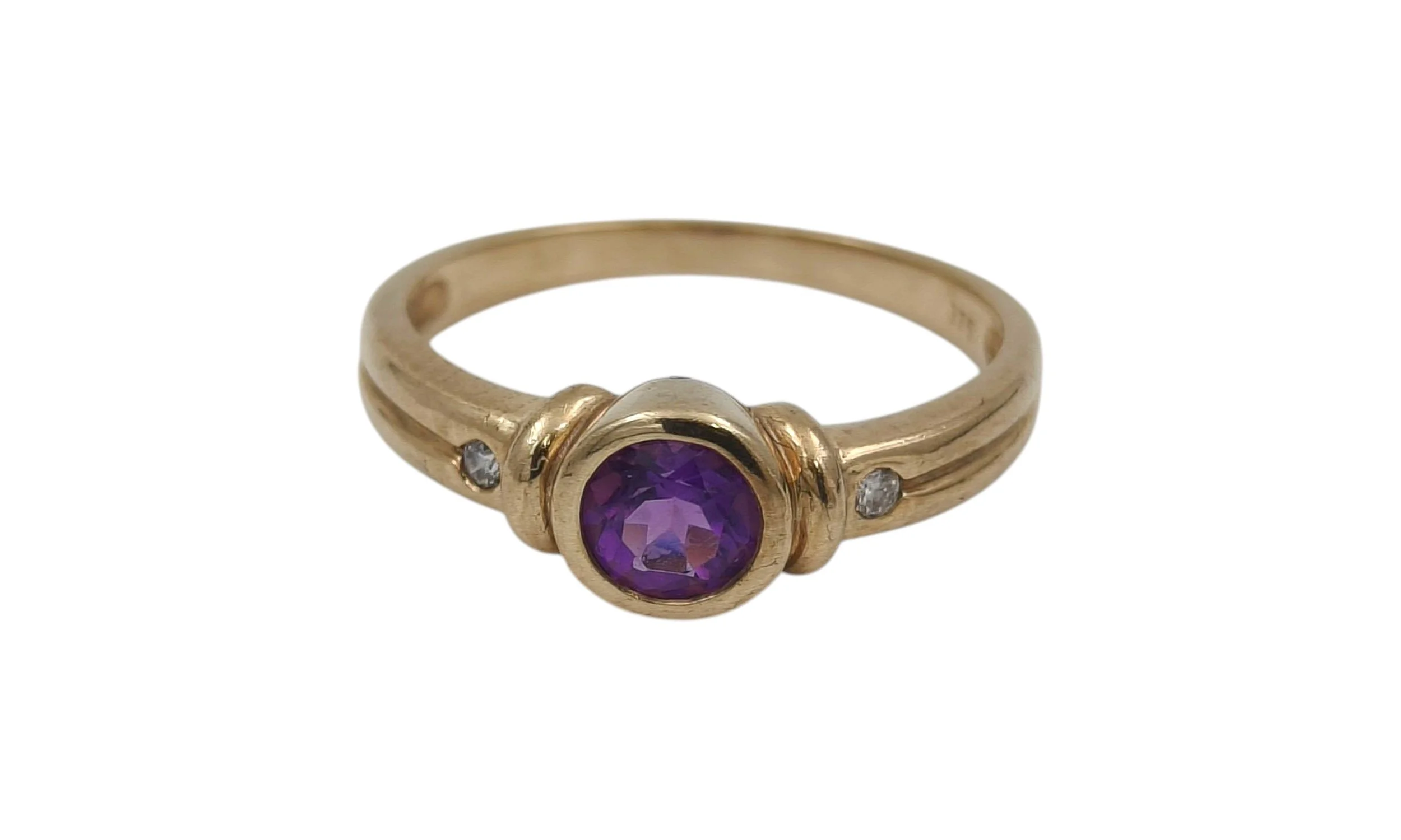 9ct Gold Amethyst Ring - Size O