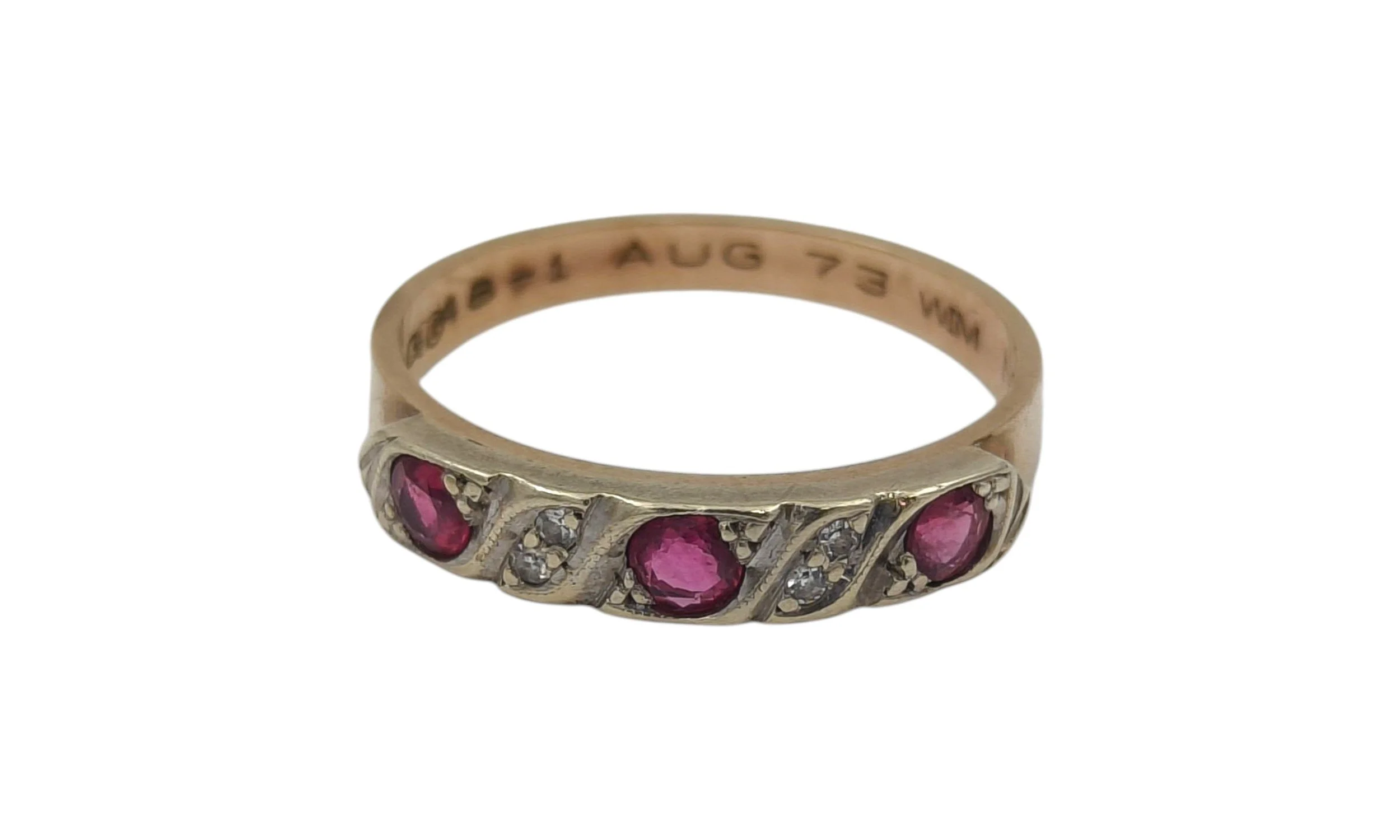 9ct Gold Ruby and Diamond Ring - Size N 1/2