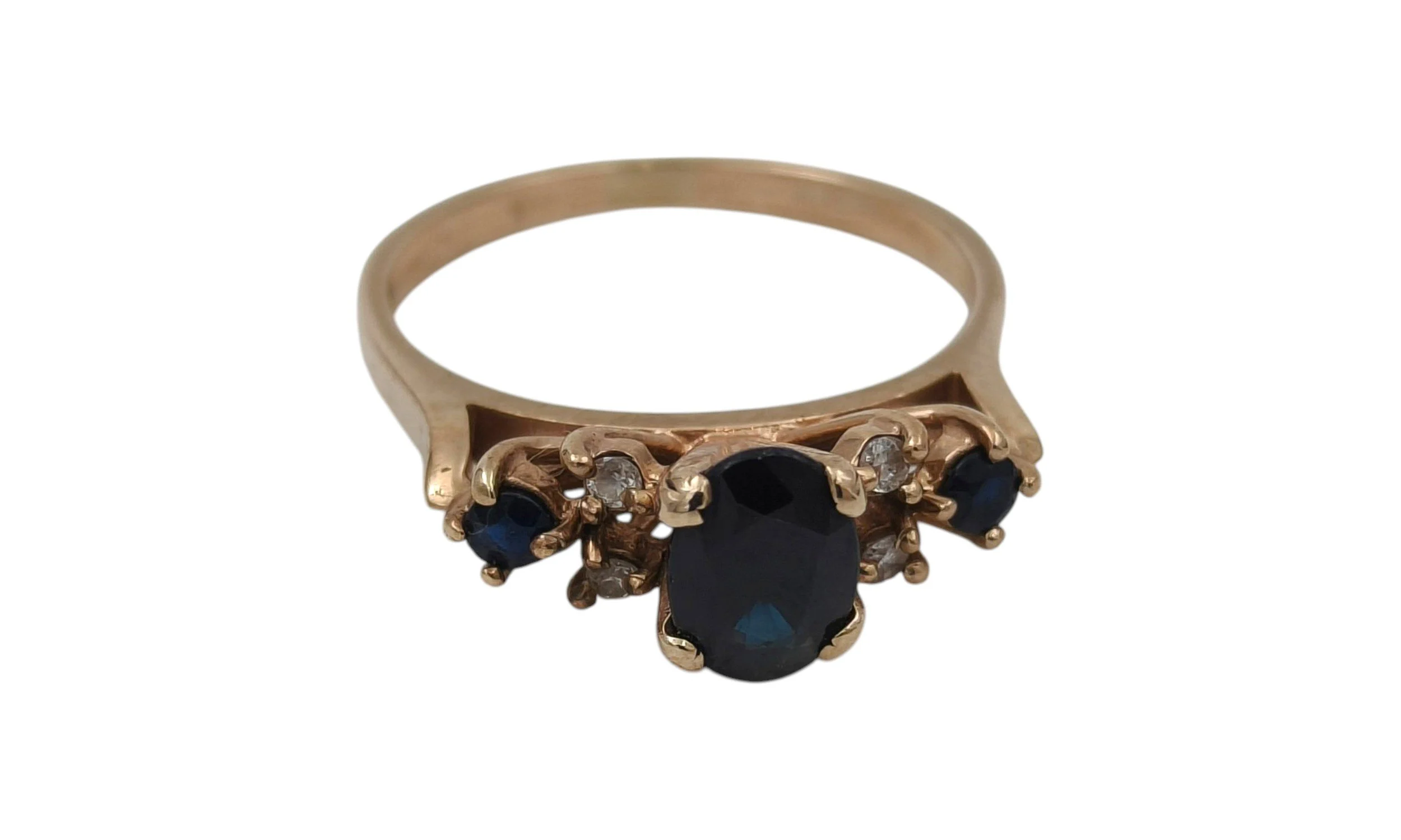 9ct Gold Sapphire Ring - Size P 1/2