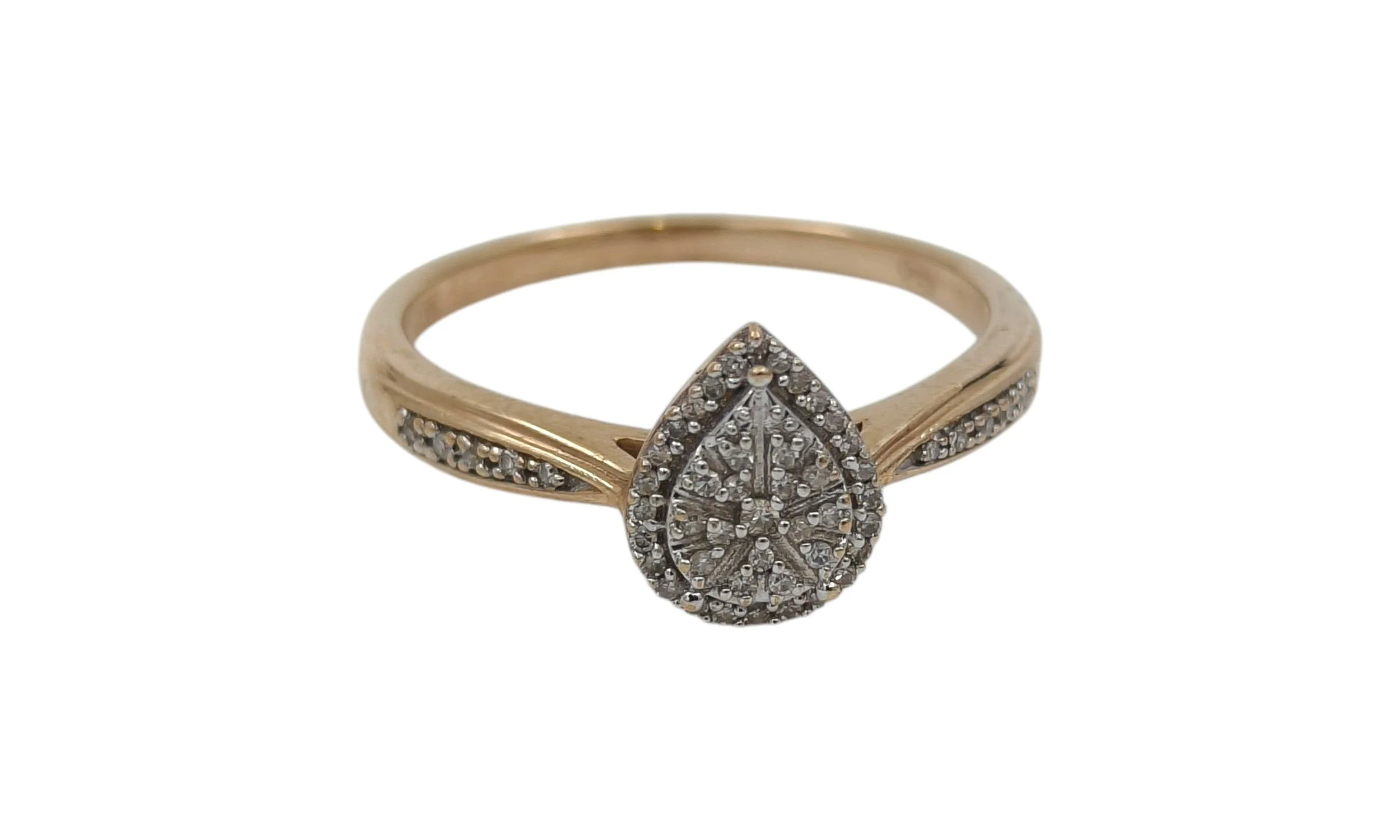 9ct Gold Diamond Ring - Size Q