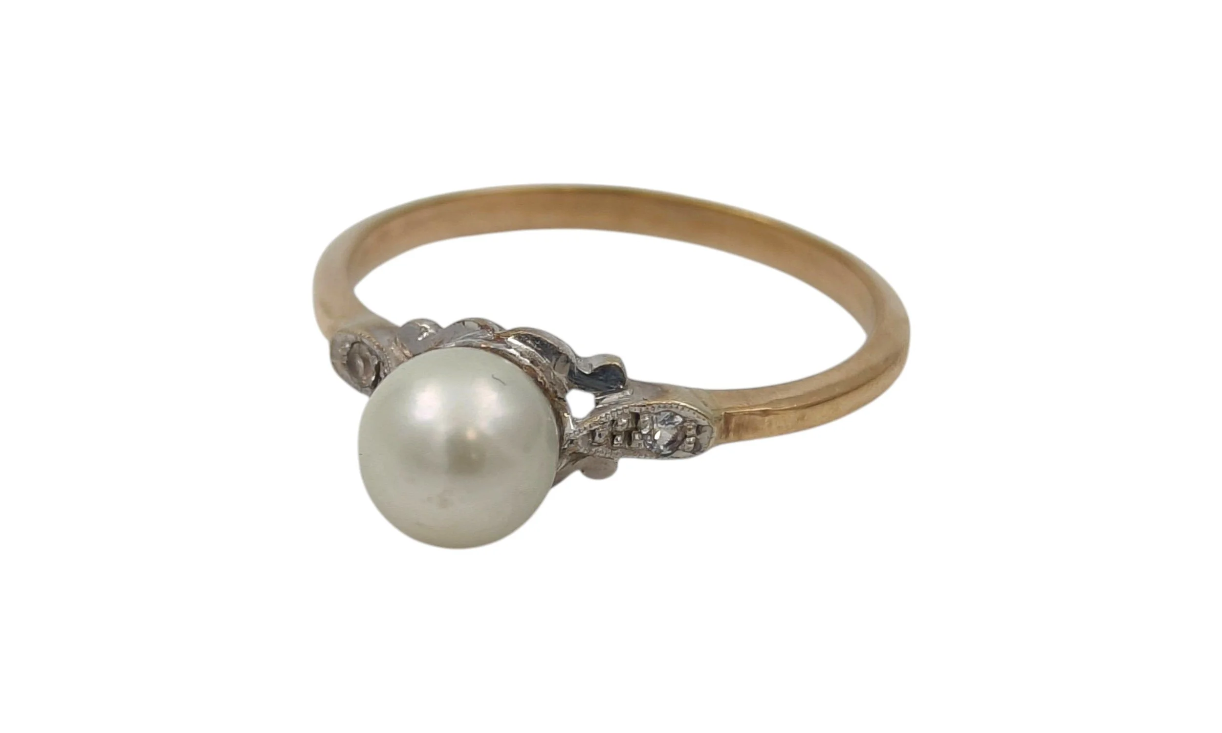 9ct Gold Pearl Ring - Size S