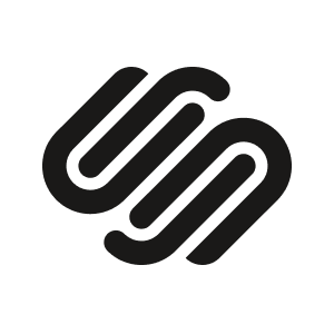 Black and white graphic of an intertwined, looping design on a white circular background.