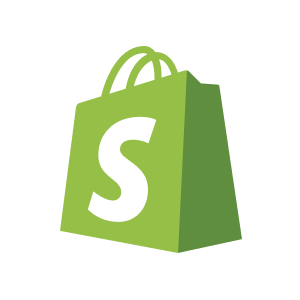 Shopify logo with a green shopping bag and white letter S inside