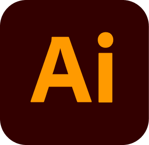 Adobe Illustrator logo with yellow 'Ai' on a dark background.
