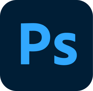 Adobe Photoshop logo with a dark blue background and light blue 'Ps' letters.