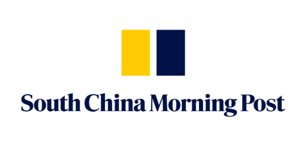 South China Morning Post logo with blue text and a yellow and blue icon above it.