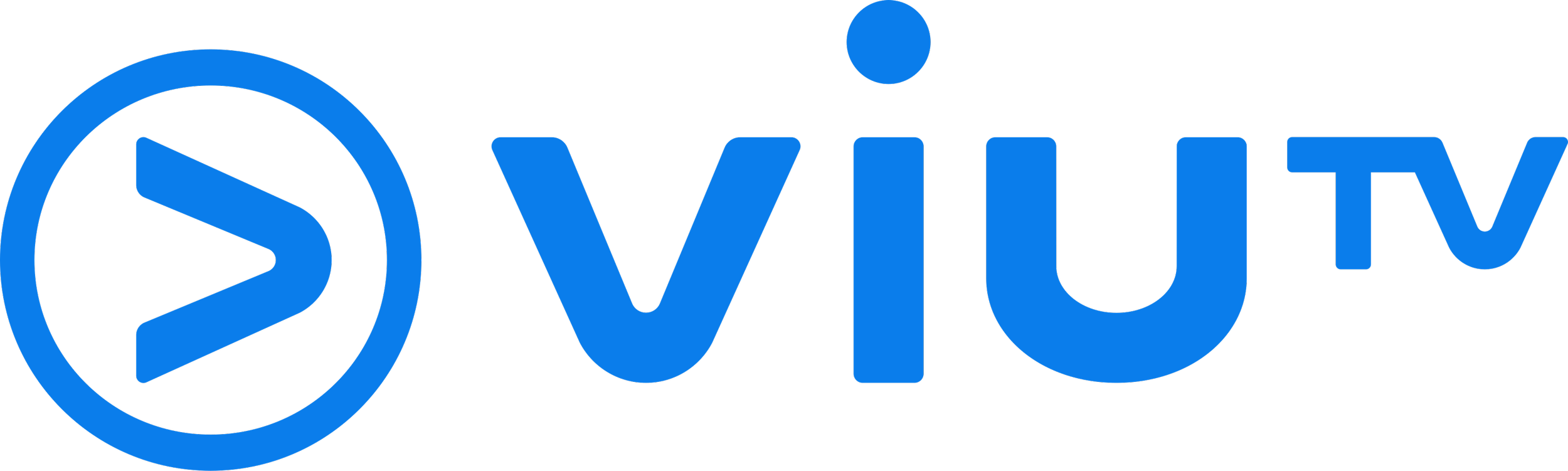 Blue logo with a play button icon inside a circle followed by the text 'ViuTV' in blue.