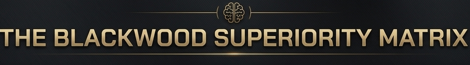 Text reads 'The Blackwood Superiority Matrix' with a decorative emblem and border on a dark background.