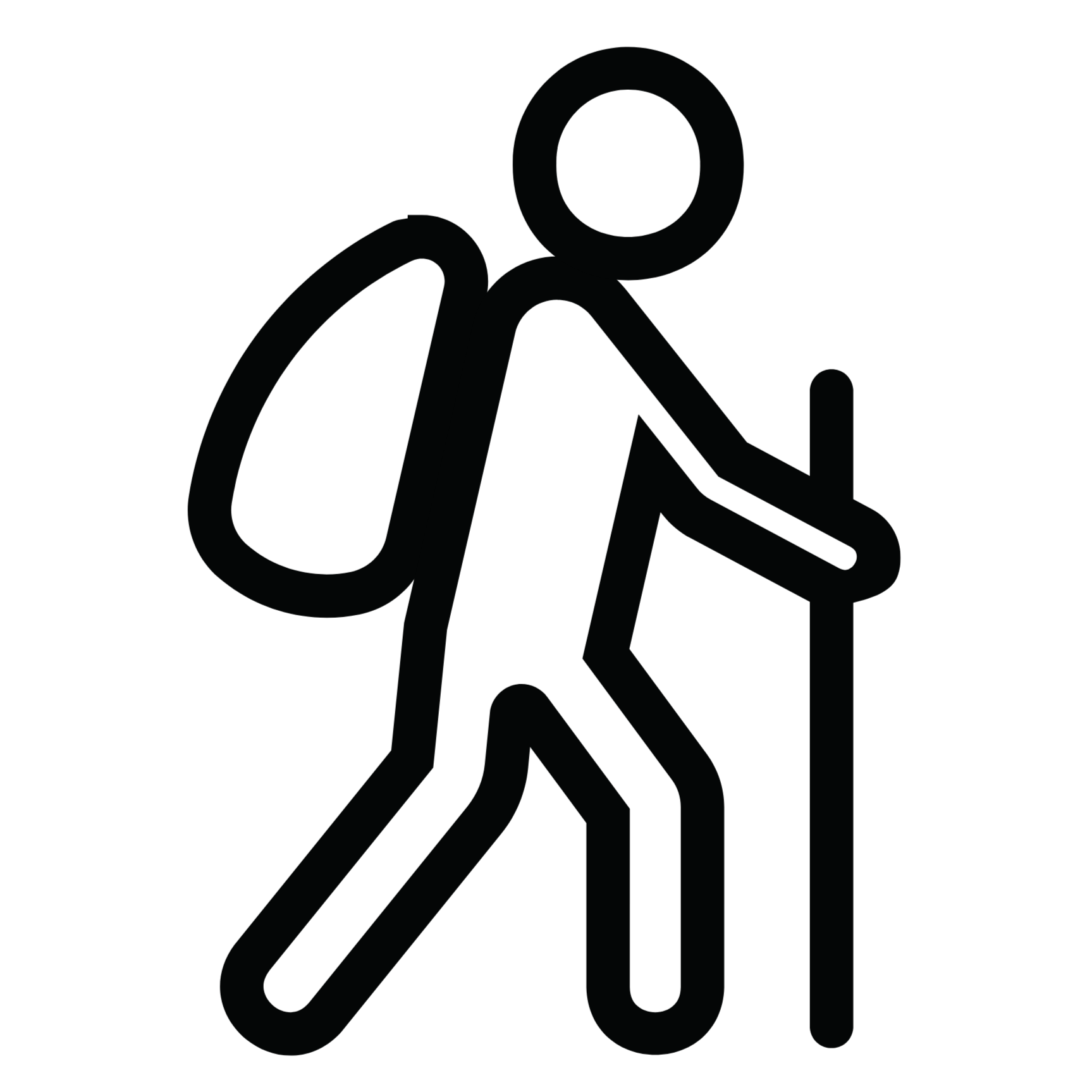A traveller with a backpack and stick