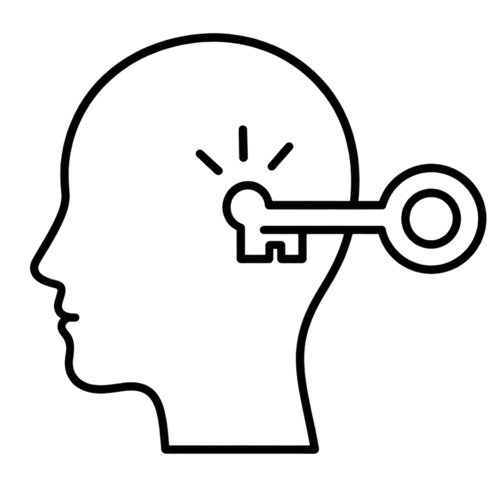 Photo of a head with a key unlocking it