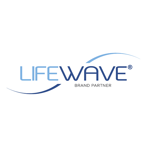 Lifewave brand logo with the text "LIFEWAVE" in blue, and a curved line above and below, with "BRAND PARTNER" underneath in smaller text.