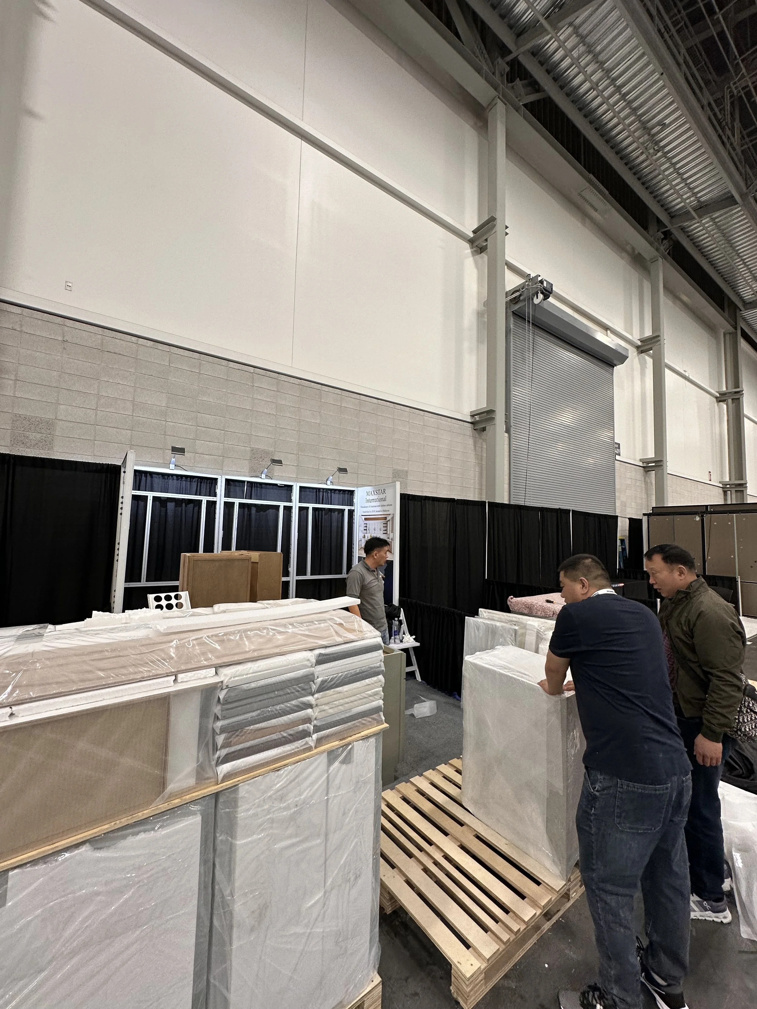 Setting of wooden furniture cabinets for KBIS exhibition