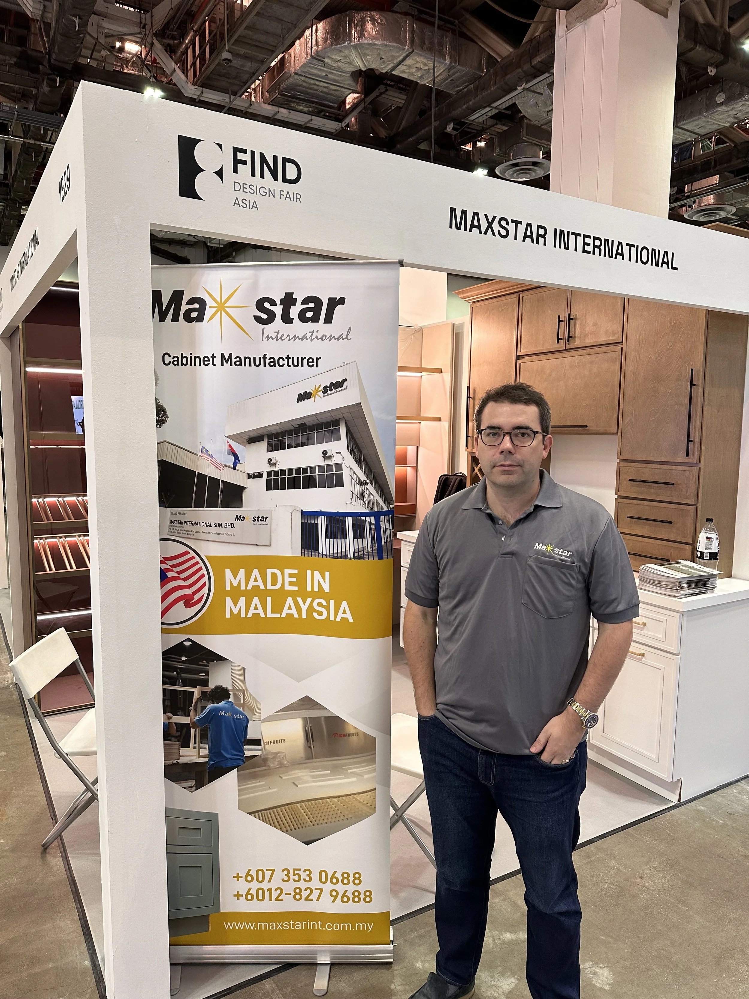A design show called find design fair asia, located in Singapore which Maxstar International partook in. The picture features the booth and its showcased cabinets