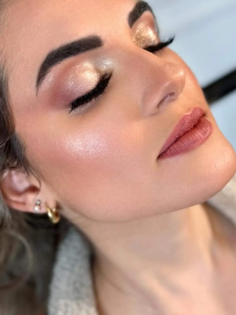 Soft glam bridal eye makeup by Lara Claudy in Main Line, PA
