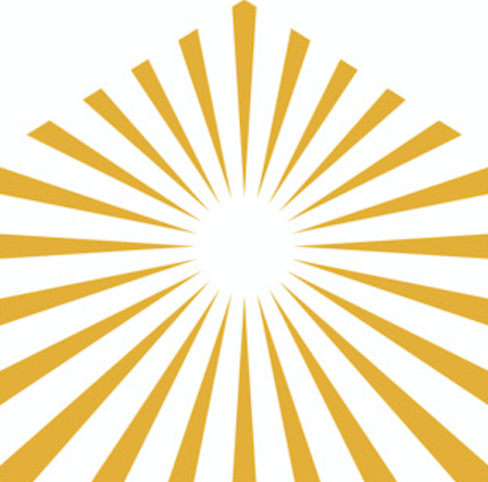 Golden rays radiating outward from a central white point, creating a sunburst pattern.
